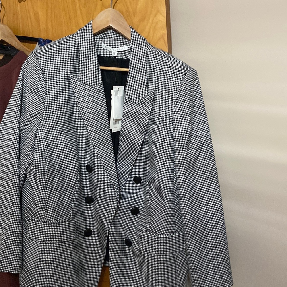 Veronica Beard Leon Dickey Jacket. Classic black & white houndstooth